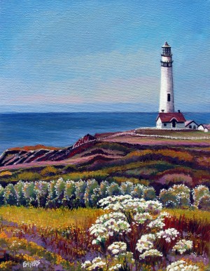 Light House with White Flowers
